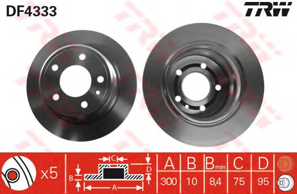 Tarcza hamulcowa tylna TRW DF4333 cena, od 53,56 USD