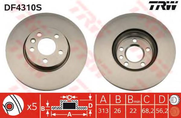 Tarcza hamulcowa przednia TRW DF4310S cena, od 73,91 USD