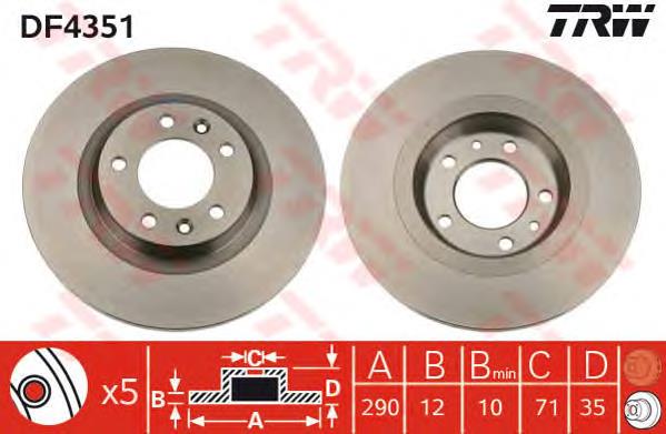 Tarcza hamulcowa tylna TRW DF4351 cena, od 42,41 USD