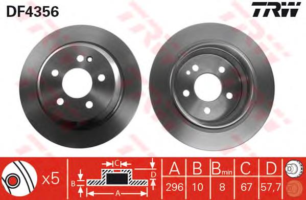 Tarcza hamulcowa tylna TRW DF4356 cena, od 43,90 USD