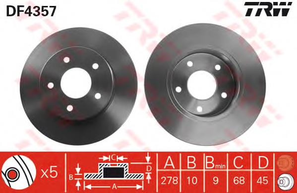 Tarcza hamulcowa tylna TRW DF4357 cena, od 38,15 USD