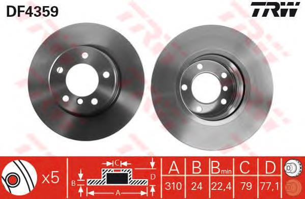 Tarcza hamulcowa przednia TRW DF4359 cena, od 62,33 USD