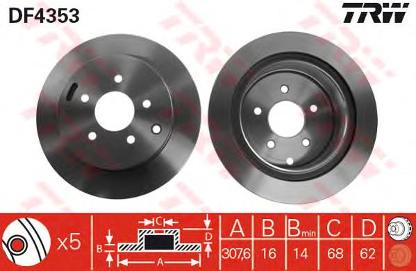 Tarcza hamulcowa tylna TRW DF4353 cena, od 51,26 USD