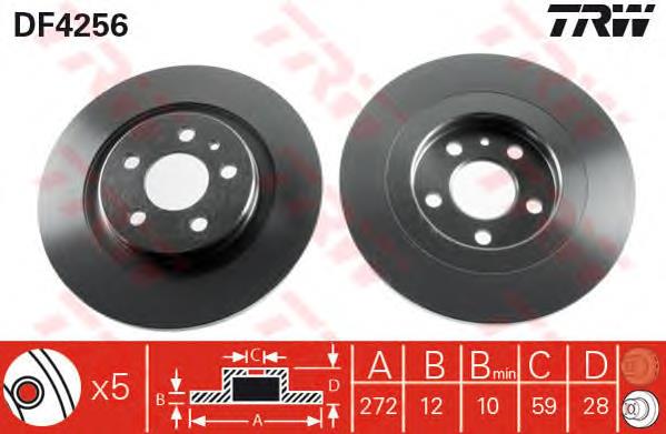 Tarcza hamulcowa tylna TRW DF4256 cena, od 40,47 USD