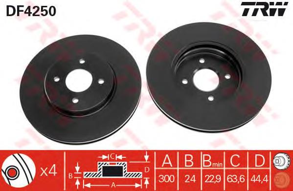 Tarcza hamulcowa przednia TRW DF4250 cena, od 56,26 USD