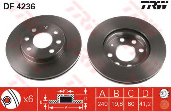 Tarcza hamulcowa przednia TRW DF4236 cena, od 31,33 USD
