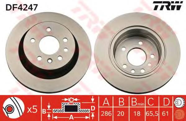 Tarcza hamulcowa tylna TRW DF4247 cena, od 57,57 USD