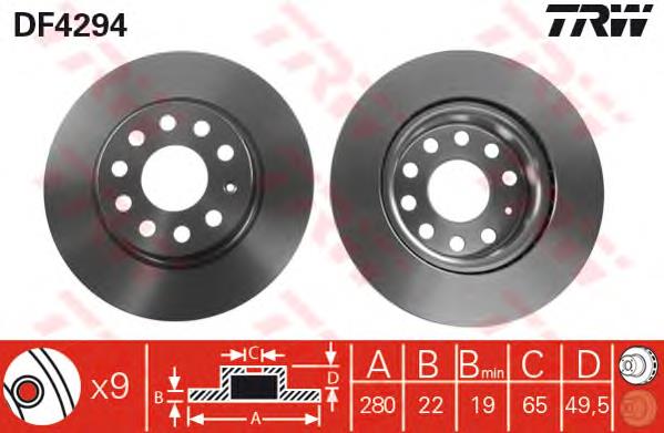 Tarcza hamulcowa przednia TRW DF4294