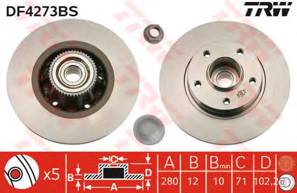 Tarcza hamulcowa tylna TRW DF4273BS cena, od 94,79 USD