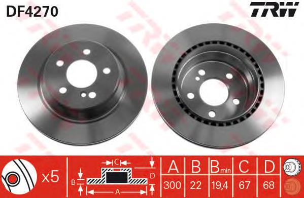 Tarcza hamulcowa tylna TRW DF4270 cena, od 48,28 USD
