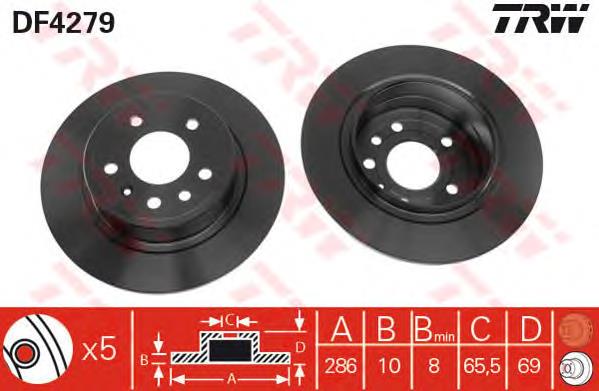 Tarcza hamulcowa tylna TRW DF4279 cena, od 49,27 USD