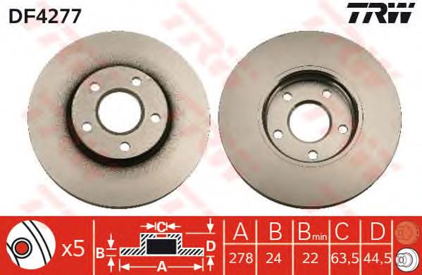 Tarcza hamulcowa przednia TRW DF4277 cena, od 49,62 USD