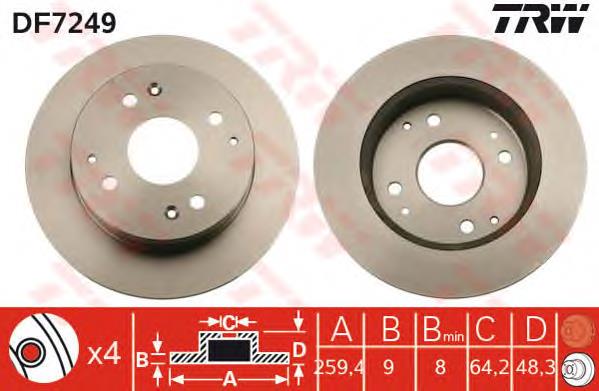 Tarcza hamulcowa tylna TRW DF7249 cena, od 45,55 USD