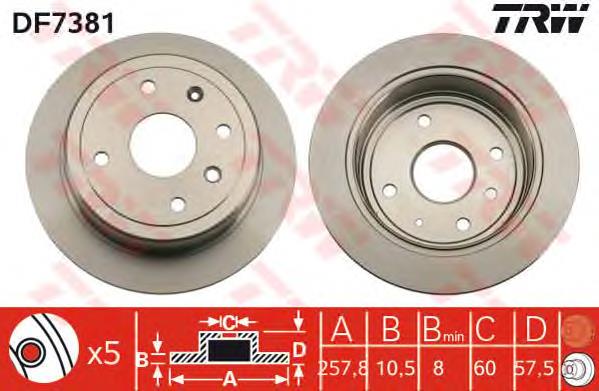 DF7381 TRW tarcza hamulcowa tylna