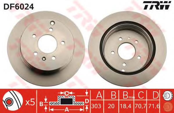 Tarcza hamulcowa tylna TRW DF6024 cena, od 52,61 USD