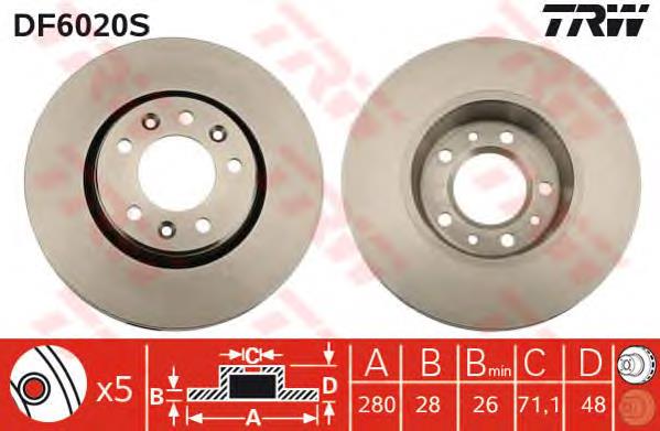 Tarcza hamulcowa przednia TRW DF6020S cena, od 57,17 USD