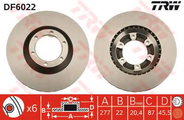 Tarcza hamulcowa przednia TRW DF6022 cena, od 52,42 USD