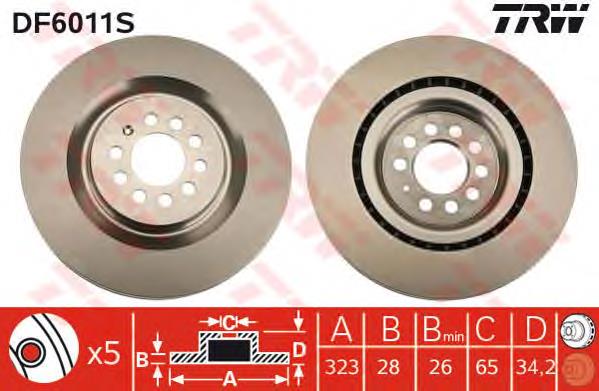 Tarcza hamulcowa przednia TRW DF6011S cena, od 117,78 USD