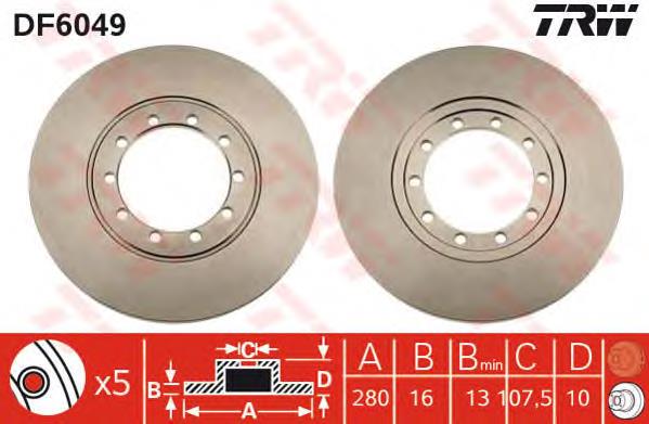 Tarcza hamulcowa tylna TRW DF6049 cena, od 42,15 USD
