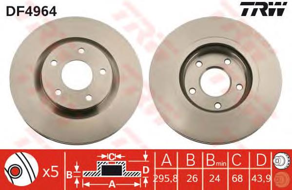 Tarcza hamulcowa przednia TRW DF4964 cena, od 52,16 USD