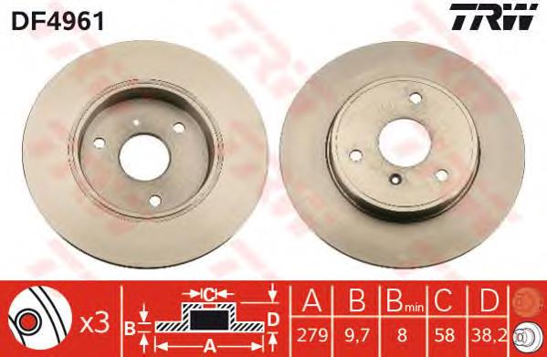 Tarcza hamulcowa przednia TRW DF4961 cena, od 38,48 USD