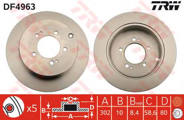 DF4963 TRW tarcza hamulcowa tylna