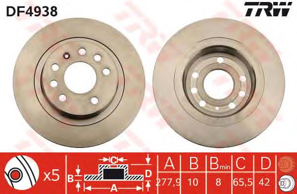Tarcza hamulcowa tylna TRW DF4938 cena, od 40,00 USD