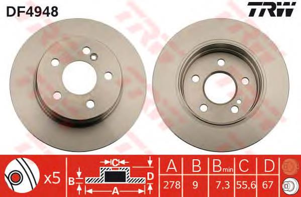 Tarcza hamulcowa tylna TRW DF4948 cena, od 38,17 USD