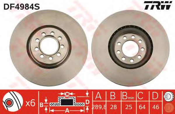 Tarcza hamulcowa przednia TRW DF4984S cena, od 62,26 USD