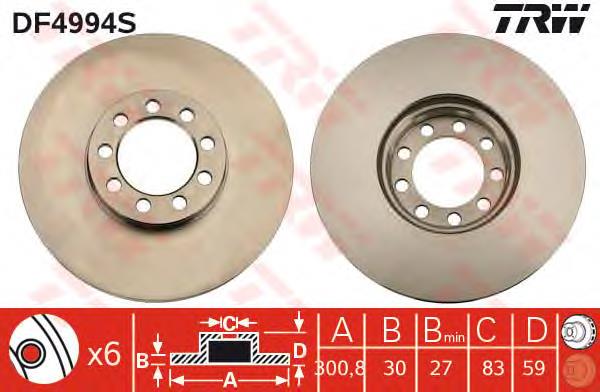 Tarcza hamulcowa przednia TRW DF4994S cena, od 80,62 USD