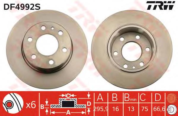 Tarcza hamulcowa tylna TRW DF4992S cena, od 64,85 USD