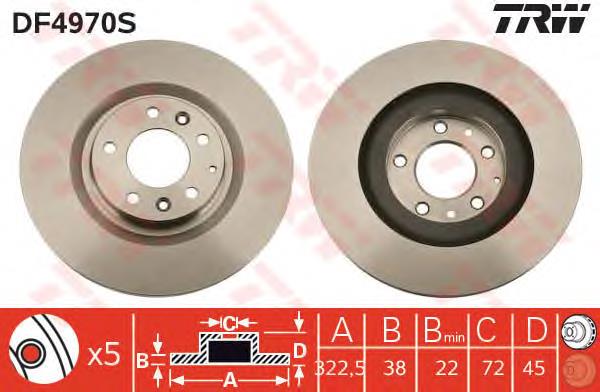 Tarcza hamulcowa przednia TRW DF4970S cena, od 89,45 USD