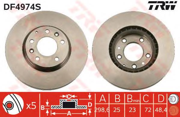 Tarcza hamulcowa przednia TRW DF4974S cena, od 58,82 USD