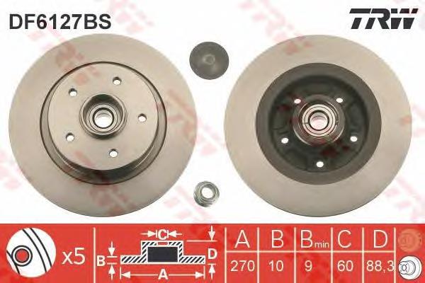 Tarcza hamulcowa tylna TRW DF6127BS cena, od 31,37 USD