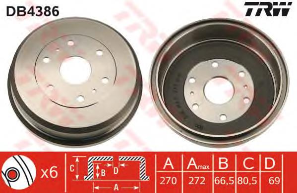 Bęben hamulcowy tylny TRW DB4386 cena, od 109,87 USD