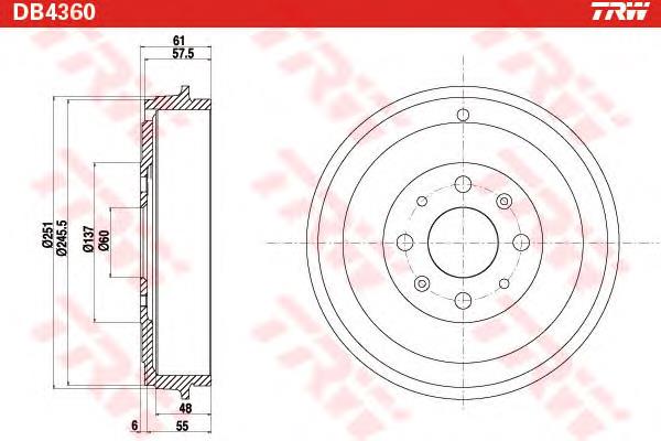 Bęben hamulcowy tylny Opel 55701380 cena, od 51,74 USD