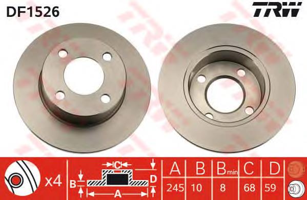 Tarcza hamulcowa tylna TRW DF1526 cena, od 31,25 USD