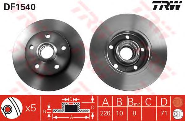 Tarcza hamulcowa tylna TRW DF1540 cena, od 37,52 USD
