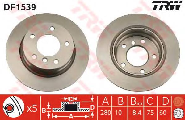 Tarcza hamulcowa tylna TRW DF1539 cena, od 36,05 USD
