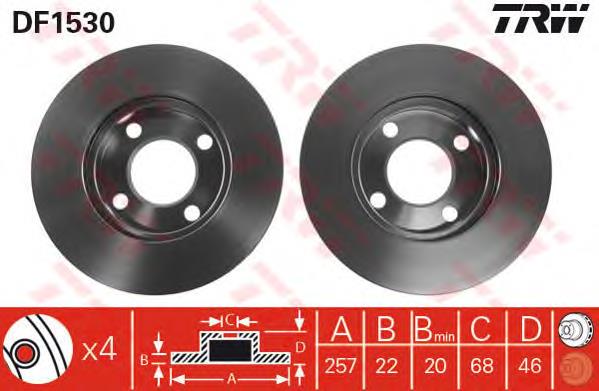 Tarcza hamulcowa przednia TRW DF1530 cena, od 39,85 USD