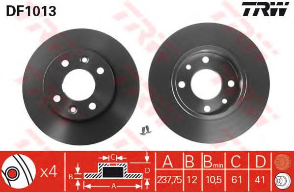 Tarcza hamulcowa przednia TRW DF1013 cena, od 26,39 USD