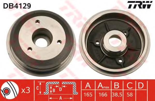 Bęben hamulcowy tylny TRW DB4129 cena, od 40,47 USD