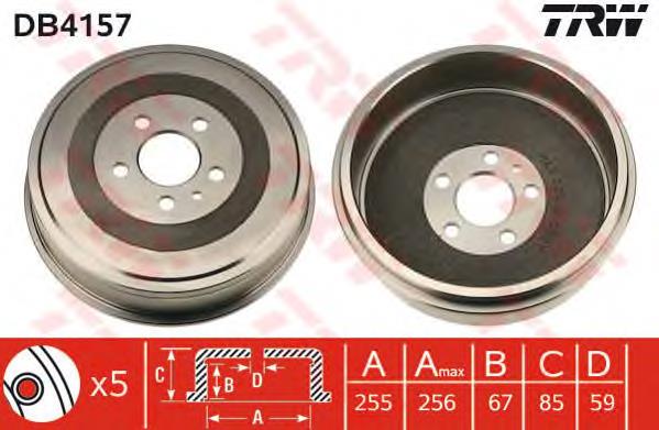 Bęben hamulcowy tylny TRW DB4157 cena, od 67,65 USD