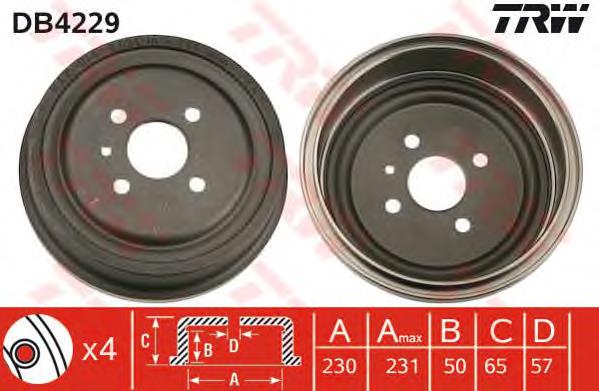 Bęben hamulcowy tylny TRW DB4229 cena, od 45,55 USD