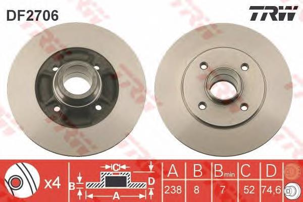 Tarcza hamulcowa tylna TRW DF2706 cena, od 48,58 USD
