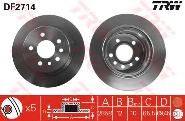 Tarcza hamulcowa tylna TRW DF2714 cena, od 48,43 USD