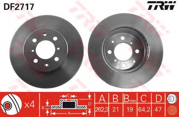 Tarcza hamulcowa przednia TRW DF2717 cena, od 48,92 USD