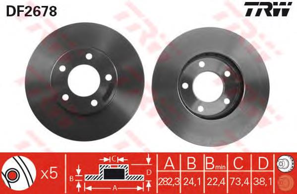 Tarcza hamulcowa przednia TRW DF2678 cena, od 52,25 USD