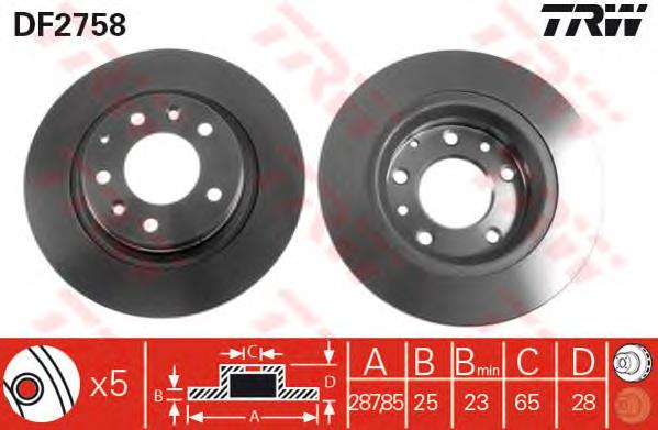 Tarcza hamulcowa przednia TRW DF2758 cena, od 57,05 USD
