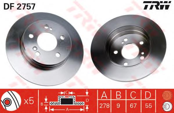Tarcza hamulcowa tylna TRW DF2757 cena, od 32,75 USD